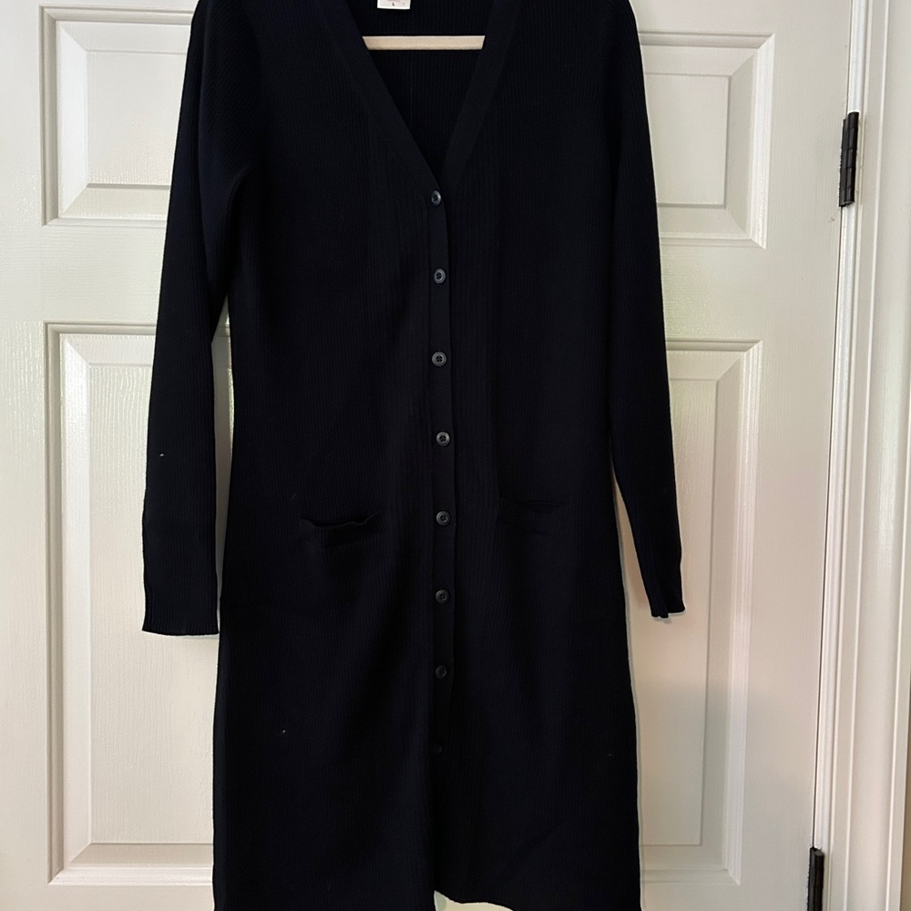Cabi Counsel Navy Long Sleeve Button-Up Cardigan